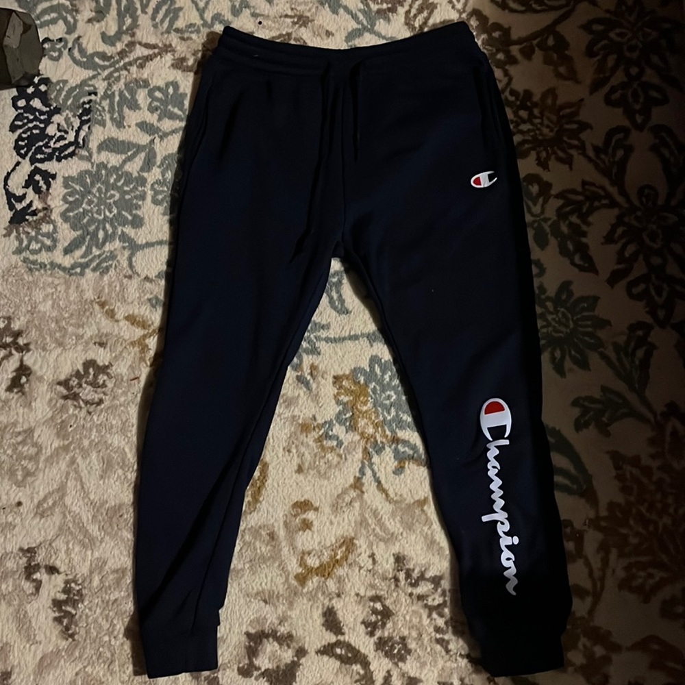 navy blue champion joggers. size medium
